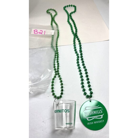 Set of 2 Hornitos Necklace Green Mardi Gras Beads Necklace St Patrick's Day 3e - Picture 8 of 8